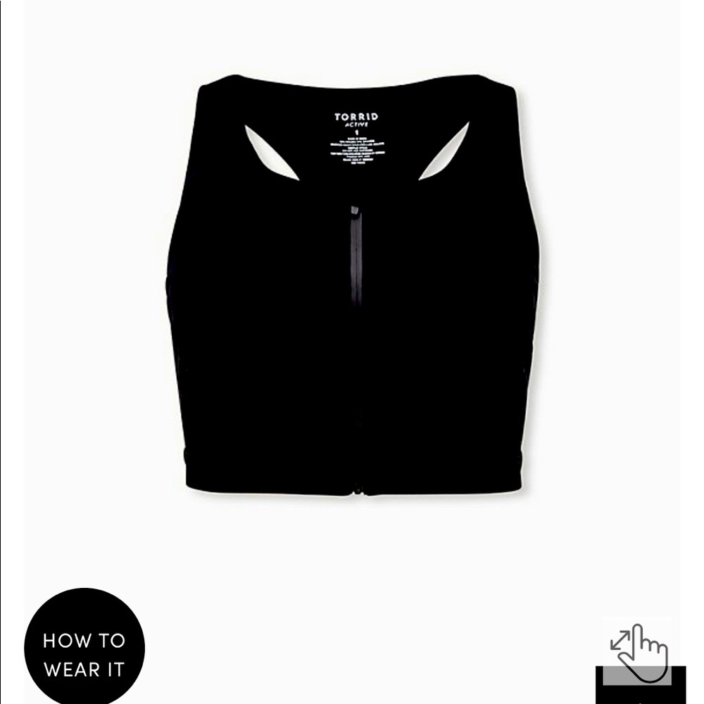 LOW IMPACT ZIP-FRONT SPORTS BRA - PERFORMANCE CORE BLACK TORRID 4